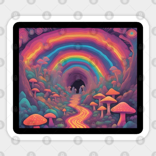 Mushroom Rainbow Cave Journey Sticker by drumweaver